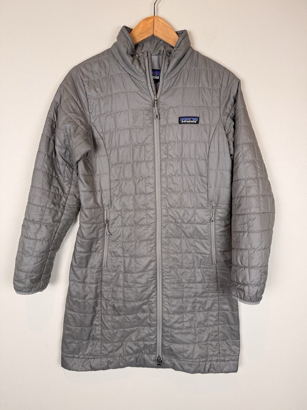Patagonia Women’s Nano Puff Parka Jacket Gray Long Puffer Coat Sz XS